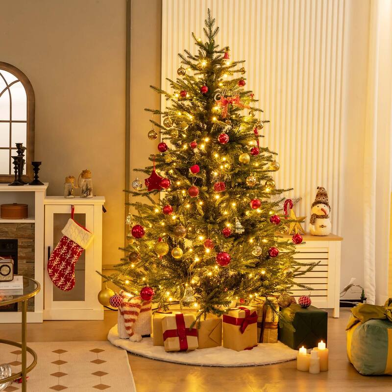 6/7 FT Pre-Lit Artificial Christmas Tree Hinged w/ 280/380 LED Lights