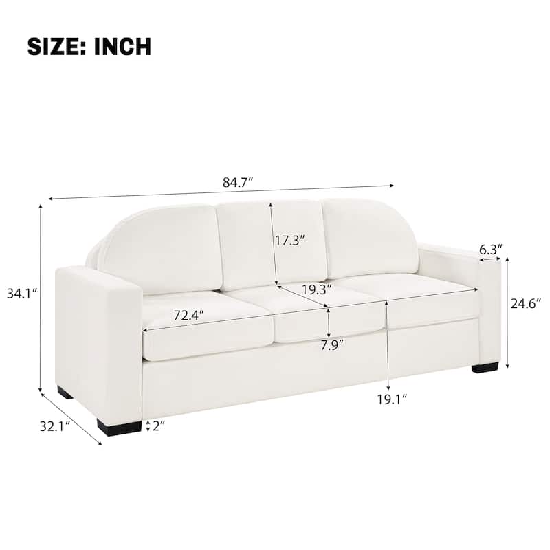 Christopher Knight Home - Dover Modern 84.7" Chenille Upholstered 3-Seater Sofa with Removable Curved Backrest & Cushion