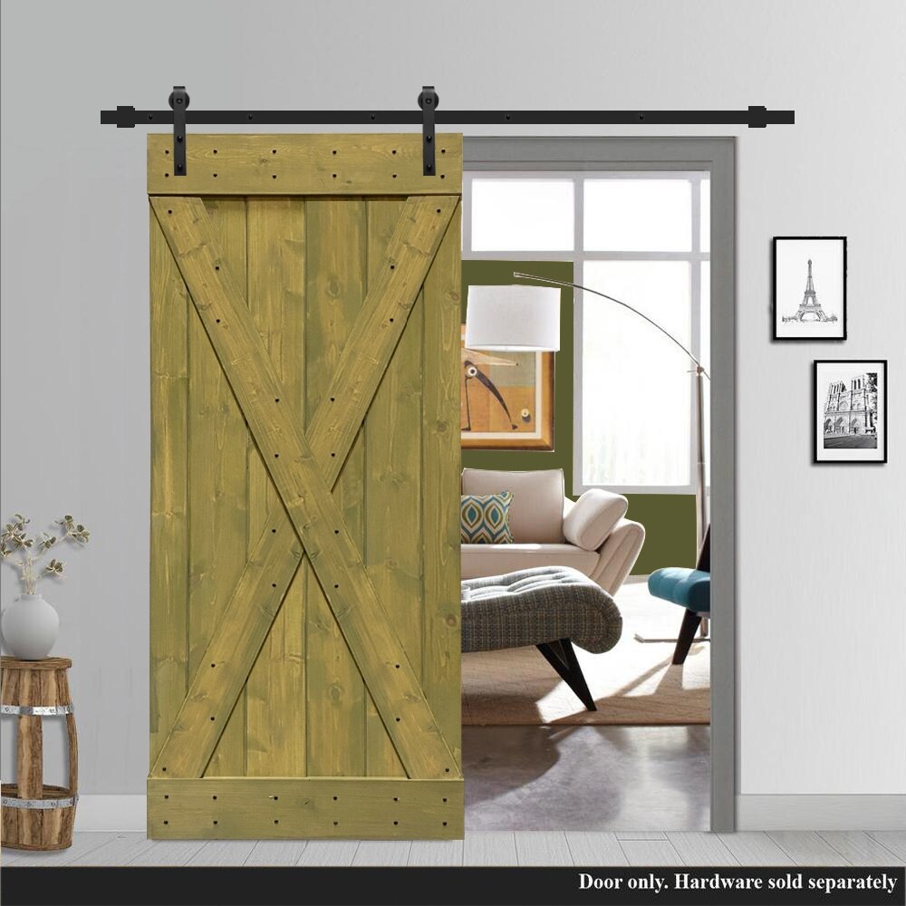 Calhome X Series Pre Assembled Stained Wood Sliding Barn Door Overstock 39