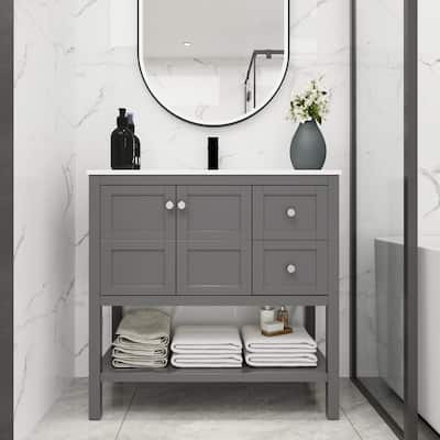 Bathroom Vanity With Soft Close Drawers and Gel Basin