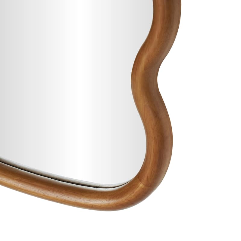 Wood Abstract Handmade Wavy Wall Mirror - Brown - Roche River Decor