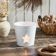 preview thumbnail 1 of 4, Metal Bucket w/ Star Cutout White 6x6.5x5