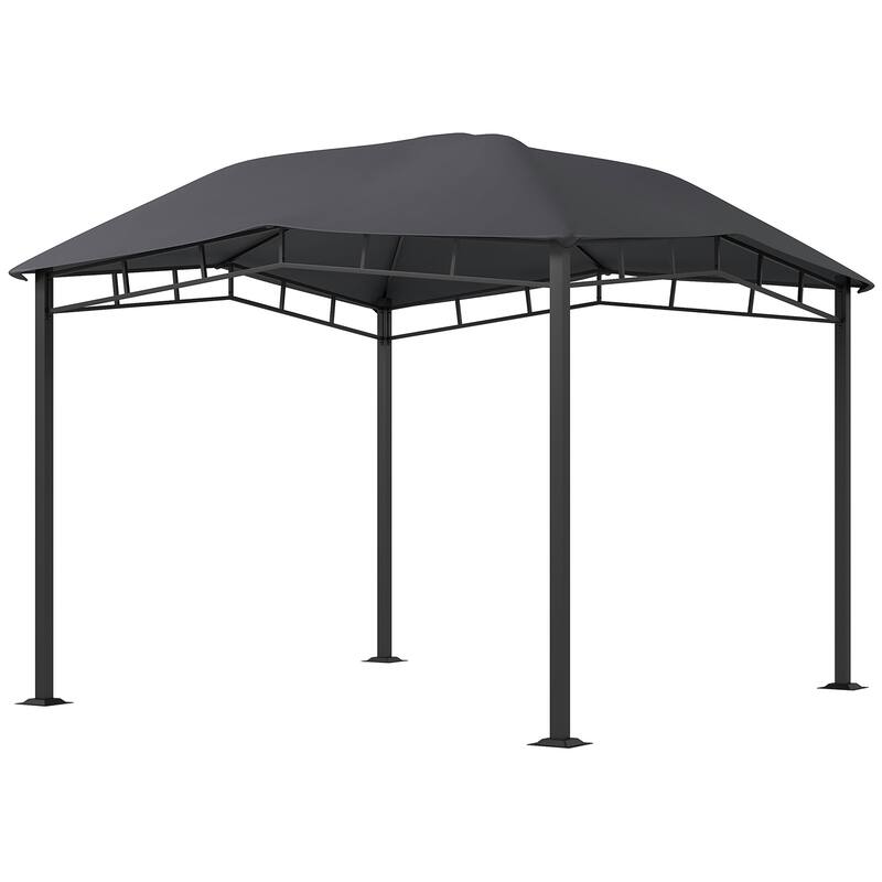 10' x 10' Soft Top Patio Gazebo Outdoor Canopy with Unique Geometric Design Roof, All-weather Steel Frame, Gray