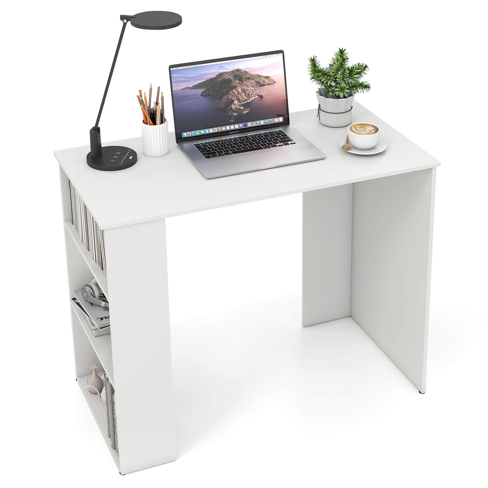 Costway 35.5" Compact PC Laptop Desk Modern Style Office Study Desk