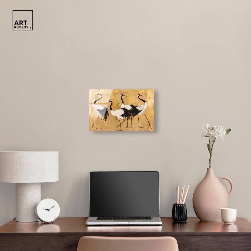 Birds of Gold Acrylic by Art Remedy, Ready to Hang
