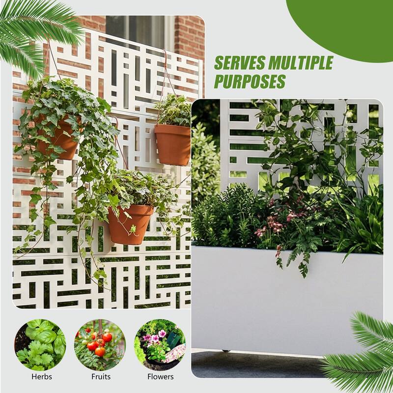 Metal Movable Planter Box with Trellis Privacy Screen Lockable Wheels