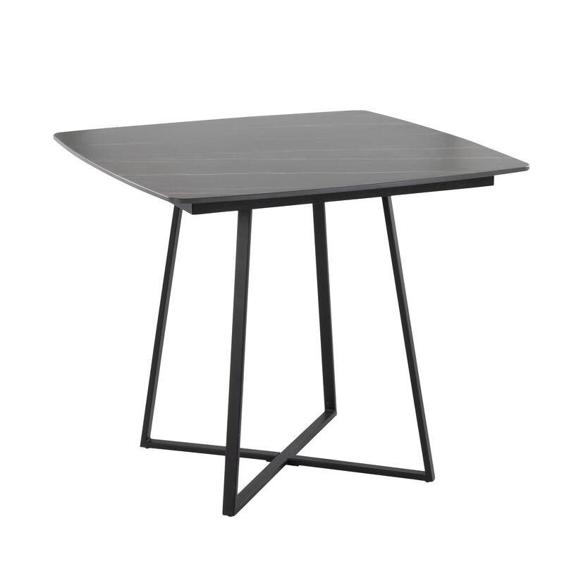 Folia Dinette Table - Black Metal/Black Textured Marble