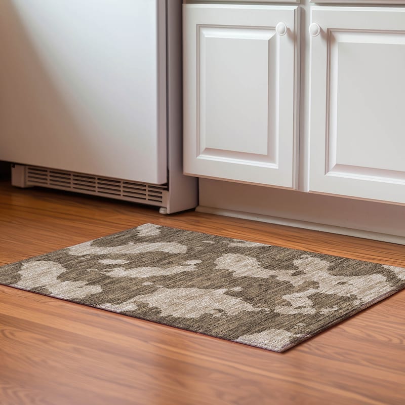 Premium Washable Super Soft Contemporary Islands Mayfield Rug - Brown - 1'8" x 2'6"