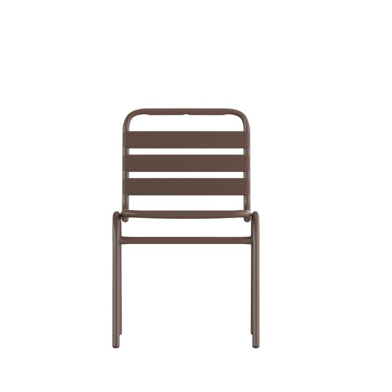 Commercial Aluminum Indoor-Outdoor Restaurant Stack Chair with Triple Slat Back