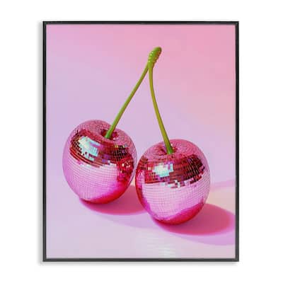 Stupell Pink Disco Cherries Framed Giclee Art Design By LSR Creative Studio