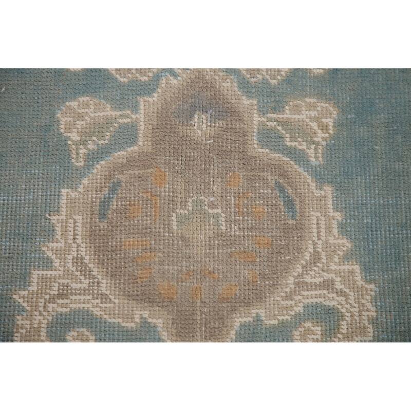 Hand Knotted Oriental 100% Wool Carpet Traditional Floral Navy Blue & Blues Tabriz Area Rug - 13' 0'' X 9' 8''