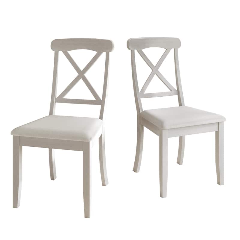 CraftPorch Farmhouse Style Wooden Dining Chairs (Set of 2) - N/A - White