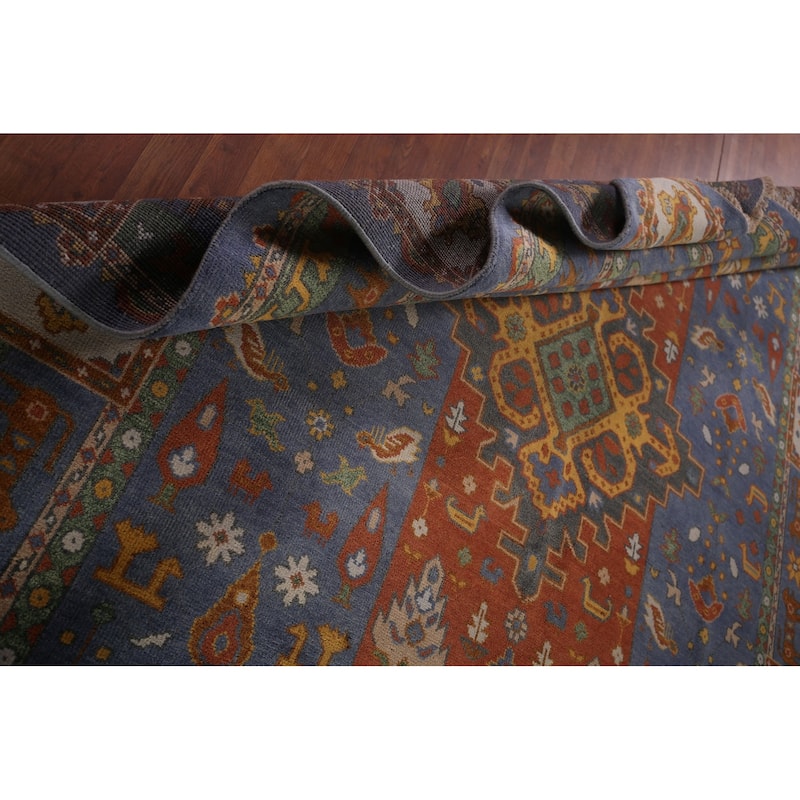 Tribal Geometric Shiraz Oriental Area Rug Hand-Knotted Wool Carpet - 8'11"x 11'6"