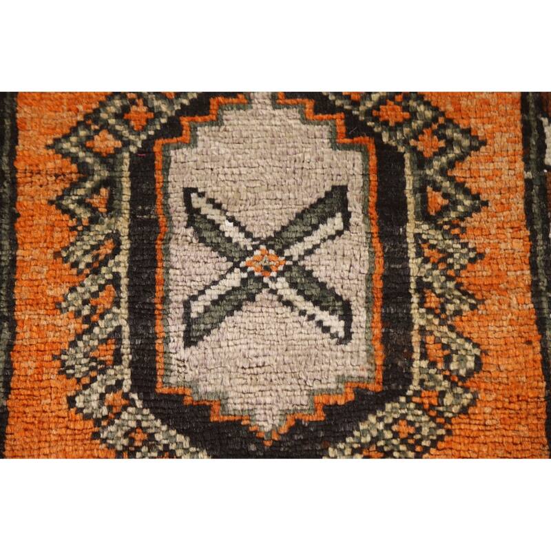 Vegetable Dye Viss Persian Vintage Runner Rug Handmade Wool Carpet - 3'10"x 9'6"