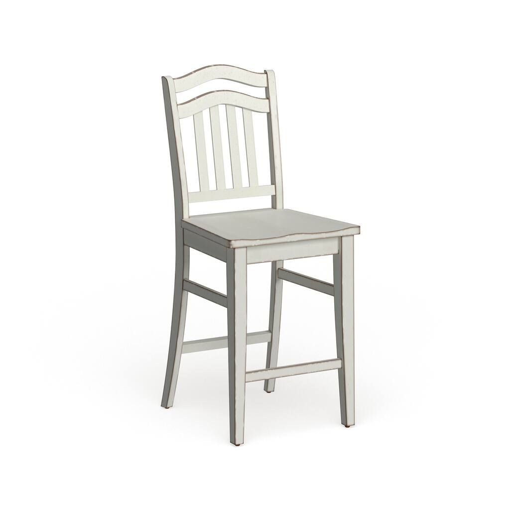 Liberty Summerhill Rubbed Linen White Slat Back Barstool (Set of 2)