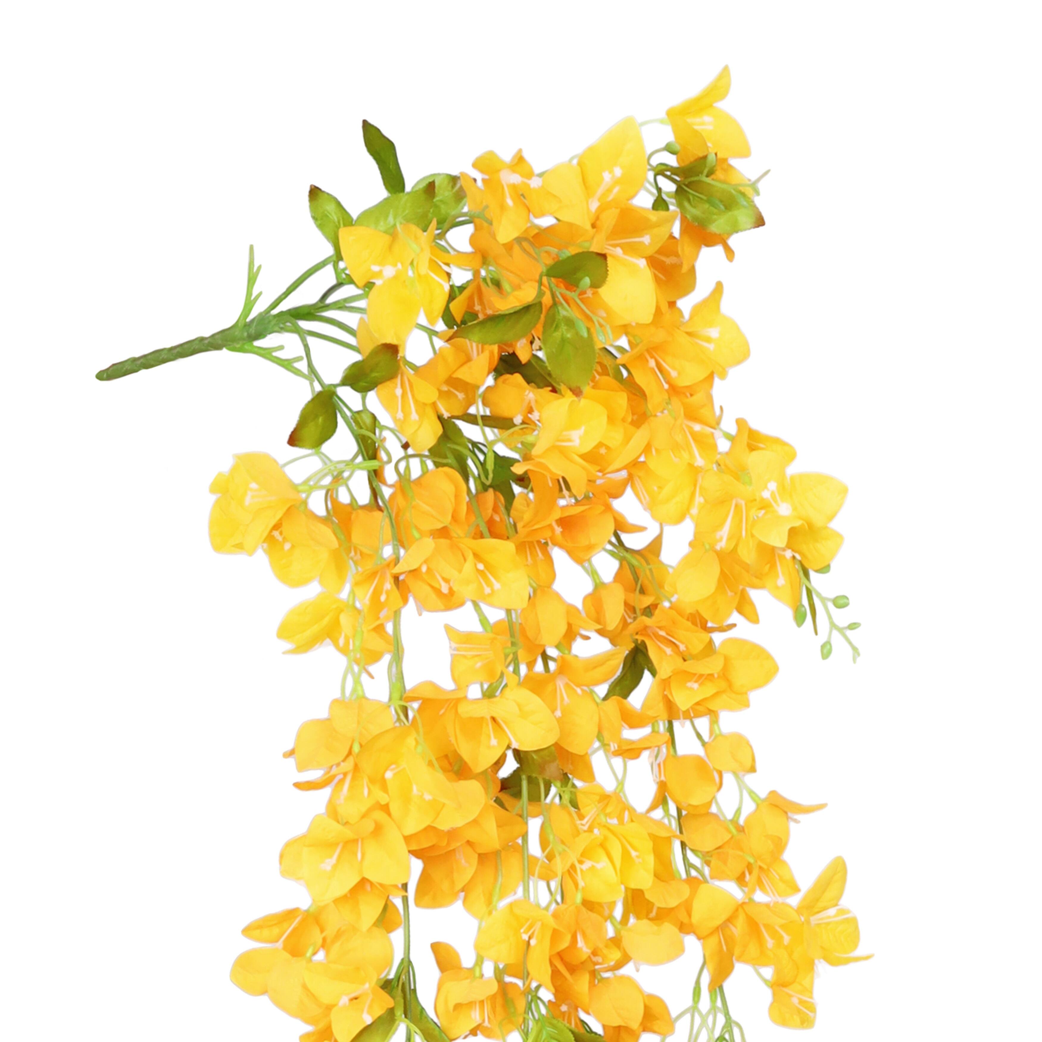 Honey Yellow Artificial Bougainvillea Flower Stem Hanging Spray Bush