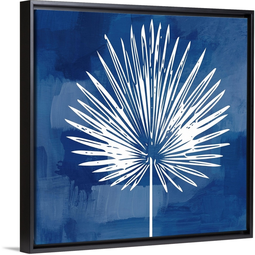 Shop Painted Sky Palm Leaf Ii Black Float Frame Canvas Art
