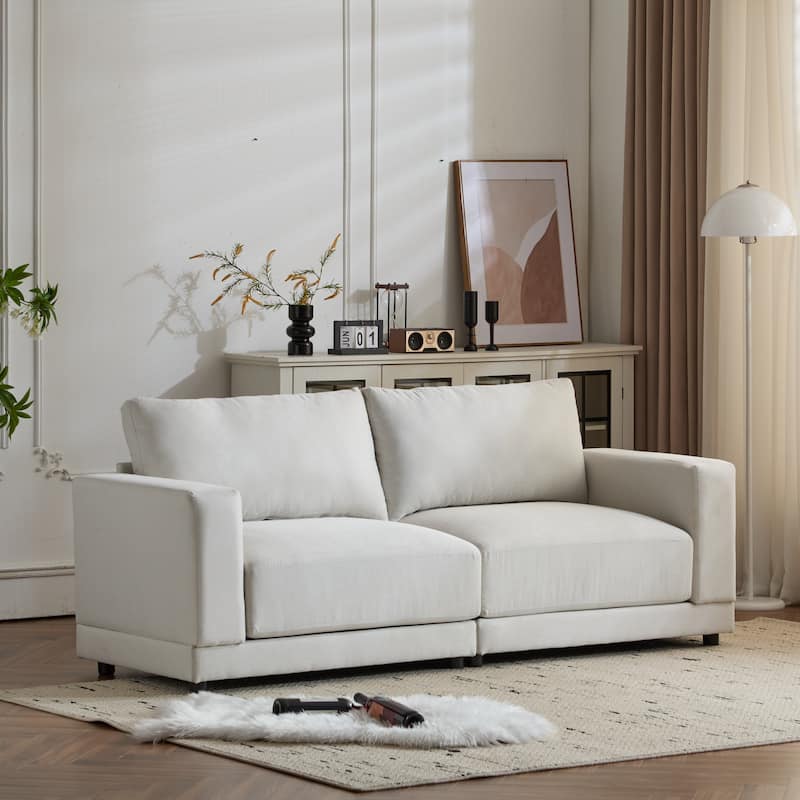 81" Classic Polyester 3-Seater Sofa with Soft Fabric Upholstery