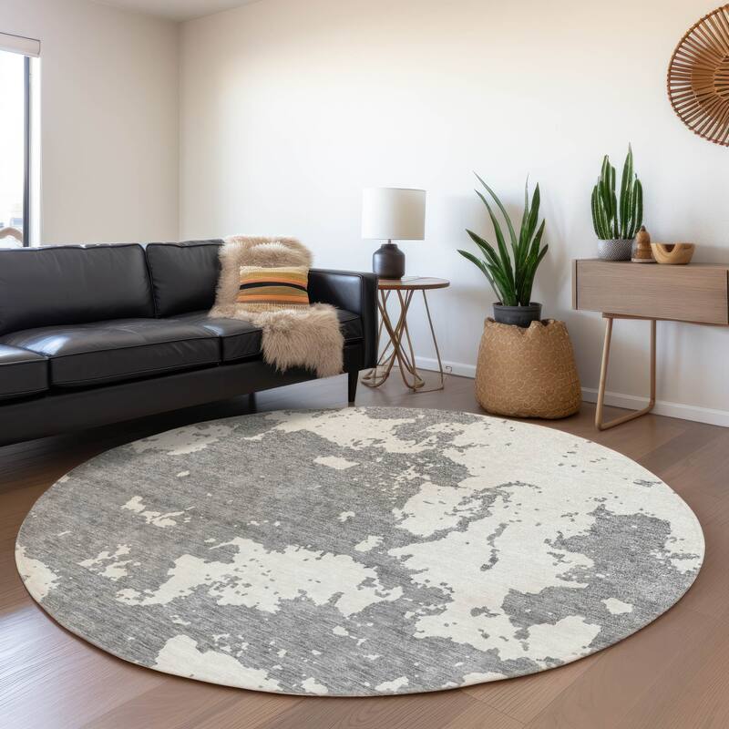 Premium Washable Super Soft Absstract Contempo Mayfield Rug - Gray - 8' x 8'