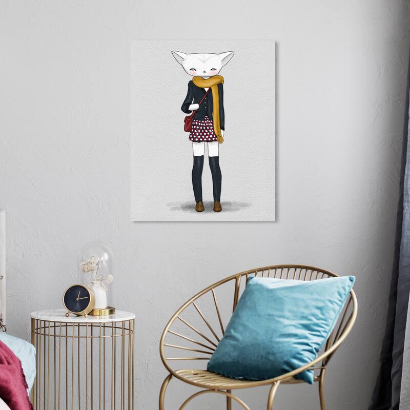 Wynwood Studio Canvas Animals School Kat Gray and Light Gray Bohemian & Eclectic Wall Art Canvas Print - 24 x 20
