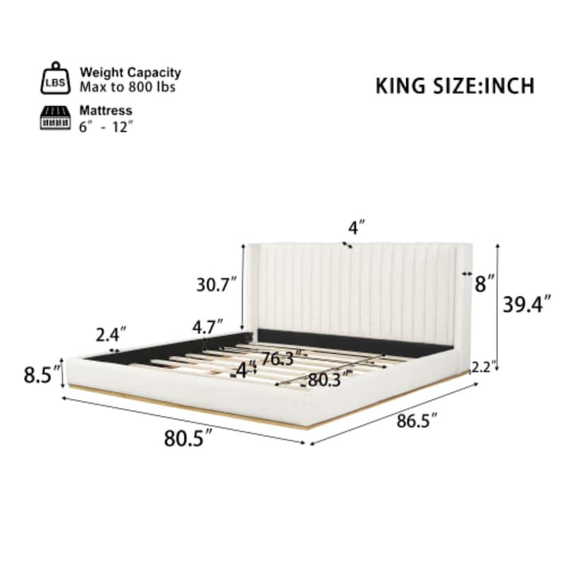 Christopher Knight Home - Modern Minimalist Upholstered Linen Platform Bed Frame with Wingback Headboard, Wood Slat Support