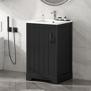 Black 20 Inch Bathroom Vanity Cabinet with Undermount Ceramic Sink - 20 ...