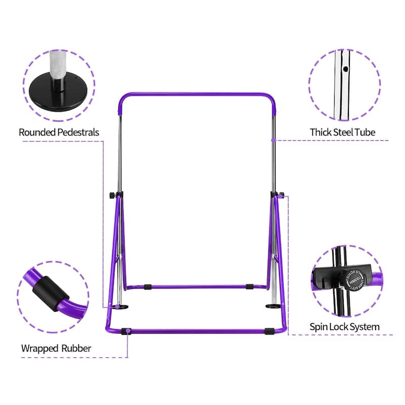 Zenova Gymnastics Bars Kids Kip Junior Training Bars for Home, Folding Horizontal Bars with 5 Adjustable Height