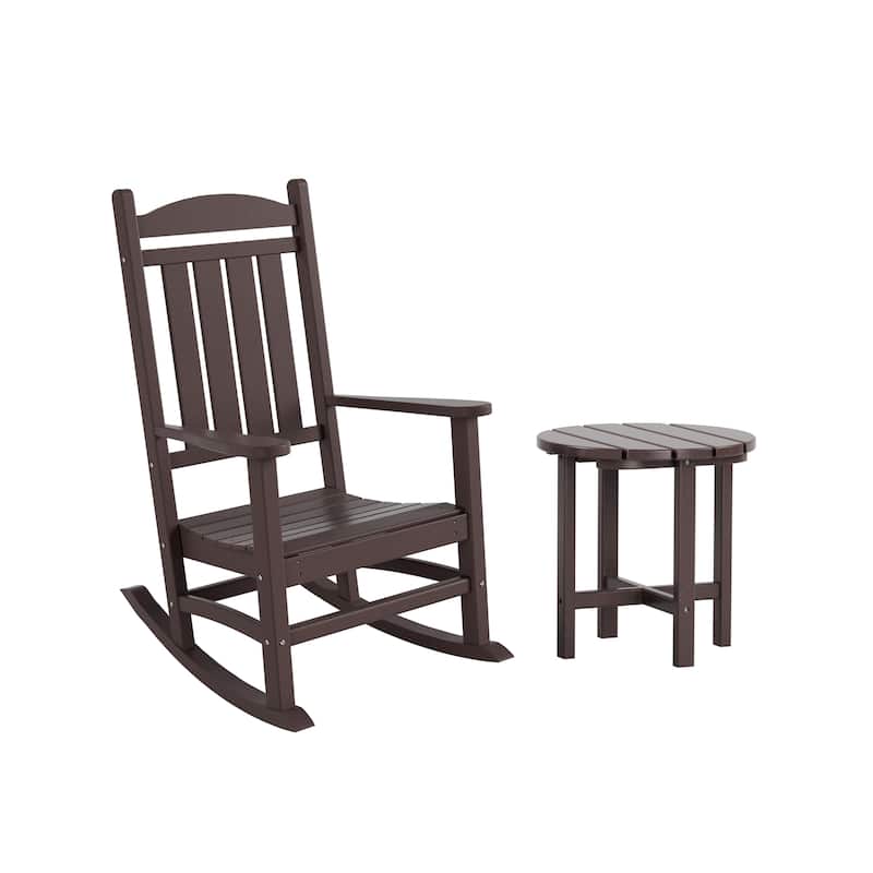 Laguna Hdpe All Weather Outdoor Patio Rocking Chair With Side Table (2-Piece Set)