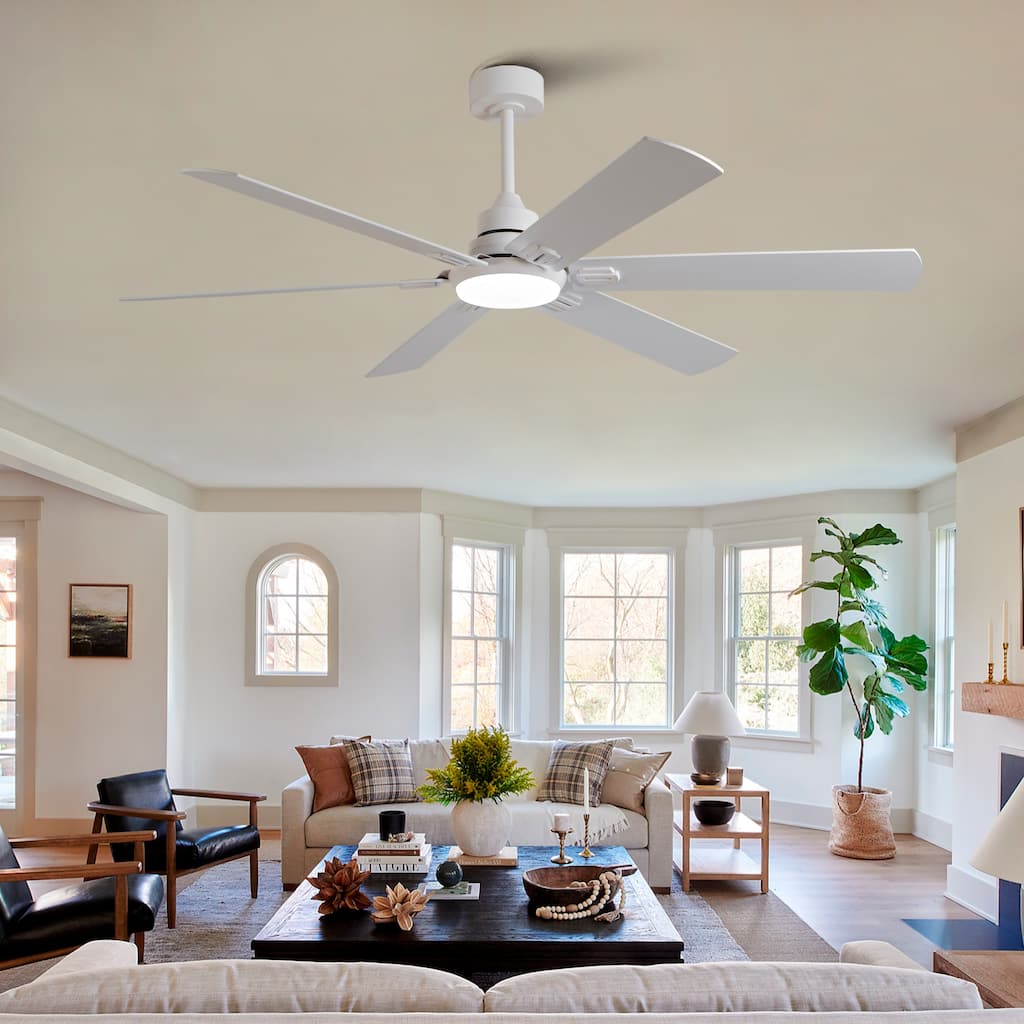 60" Ceiling Fan with Light, Remote Control, Dimmable LED, 6-Speed Quiet DC Motor