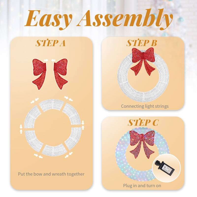 Pre-Lit Outdoor Christmas Wreath Decoration