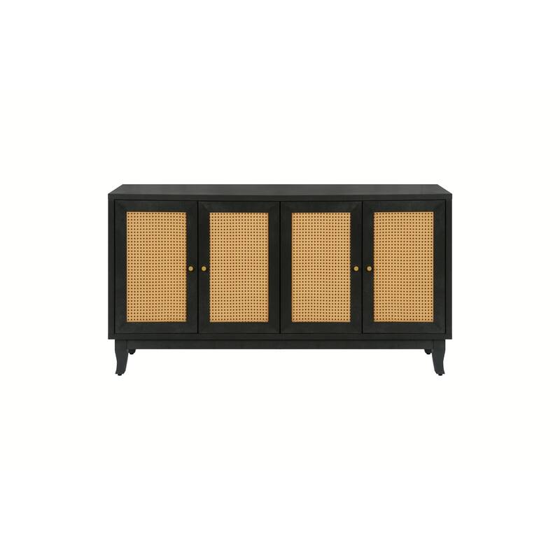 Handcrafted Rattan Door Sideboard with Adjustable Shelves