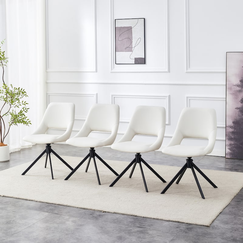 Comfortable Swivel Dining Chairs Set of 4, Metal Kitchen Chairs with GoldMesh Scratch-Resistant Leather and High Back