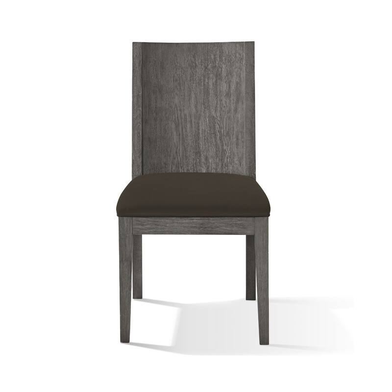 Axel 38 Inch Mahogany Wood Dining Chair with Panel Back, Gray
