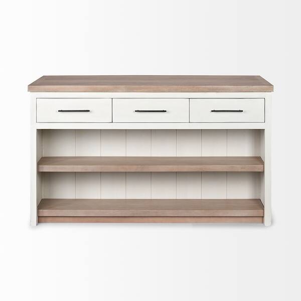 White And Brown Two Tone Wooden Kitchen Island With 3 Drawers White And Brown Two Tone Wooden Kitchen Island With 3 Drawers