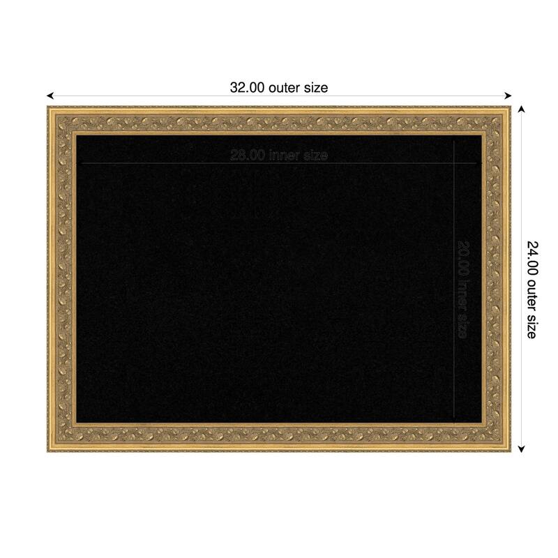Carter Dark Gold Wood Framed Cork Board - Bulletin Board, Organization Board, Pin Board - Black - 32 x 24 in