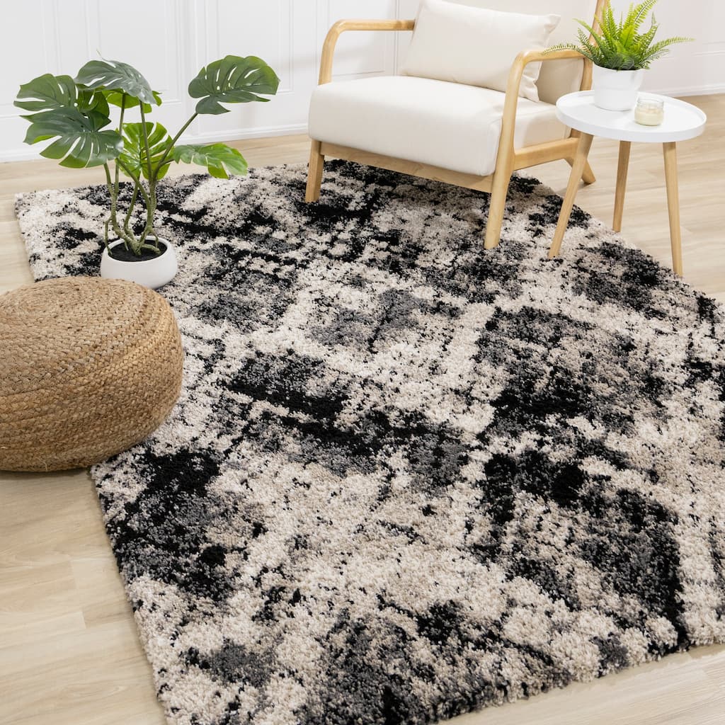 Miley Collection - Beige/Grey Abstract Area Rug