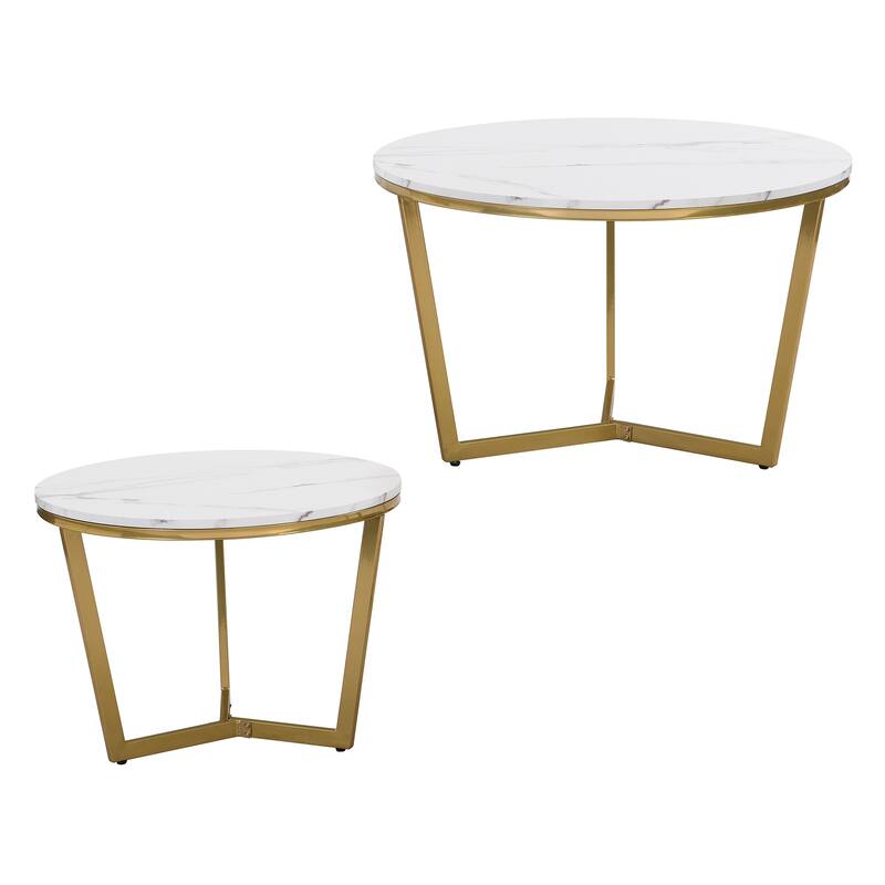 MERAX Modern Round Nesting Coffee Table Set (2-Piece)