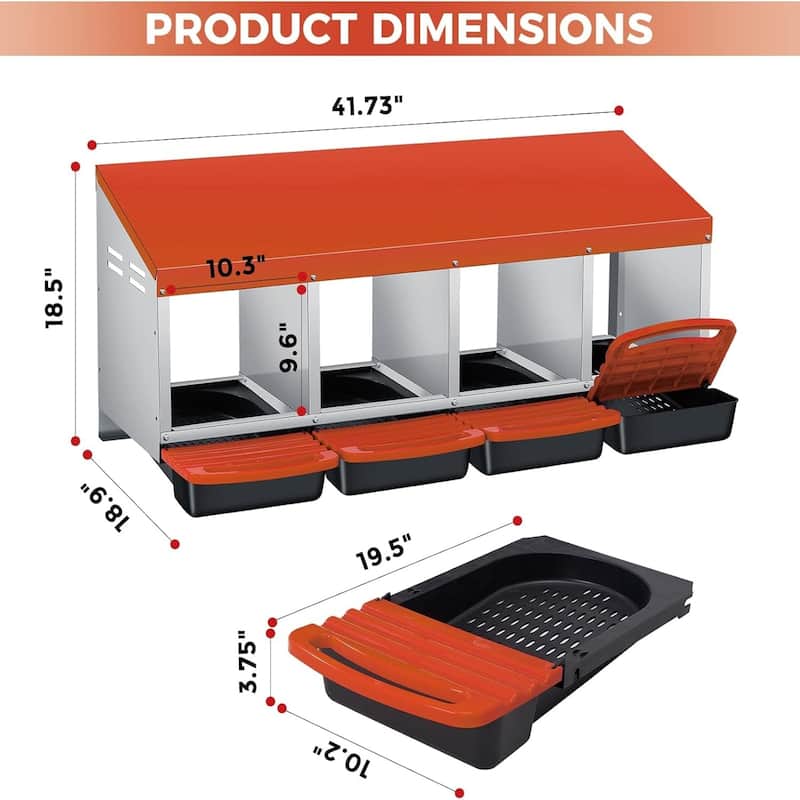 Roll-Away Nesting Boxes for Chickens Coop with Perch