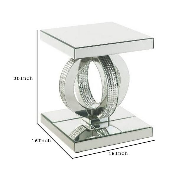 End Table With Interloped Circular Design Pedestal Base Silver Saltoro ...
