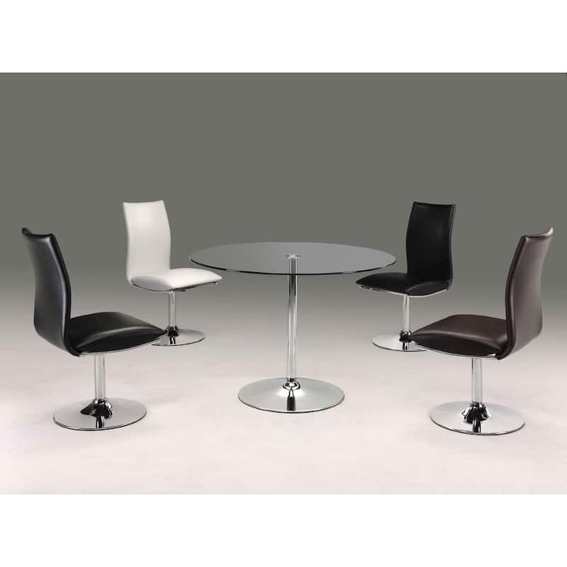 Chrome Base Swivel Dining Chair, Set 2 - Black
