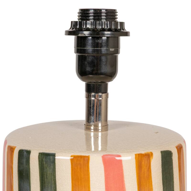 Stripe Stoneware Table Lamp with Linen Shade