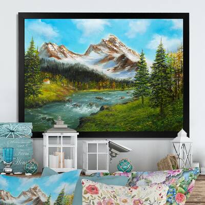 Designart "Beautiful Spring River In Mountain II" Traditional Framed Wall Art
