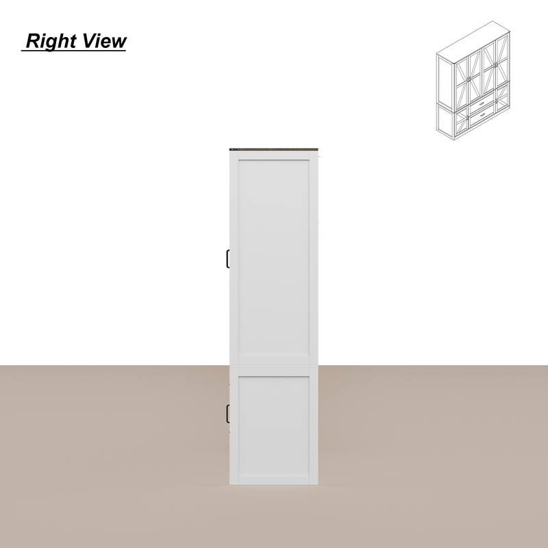 Wardrobe Closet with Glass Doors, 6 Cabinets, 2 Drawers & LED Hanging Rods Bedroom Armoire Storage Organizer