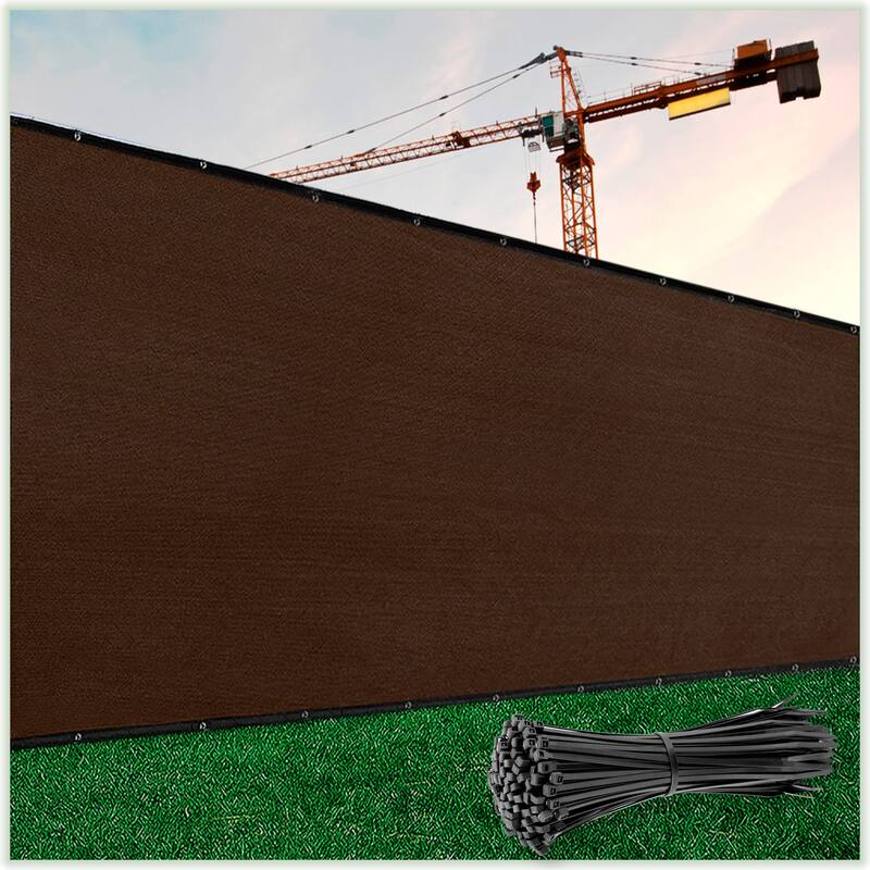 ColourTreeUSA 50 ft. Length Fence Privacy Screen Windscreen Cover Fabric Shade Tarp Netting Mesh Cloth Commercial Grade 170 GSM - 5' x 50' - Brown