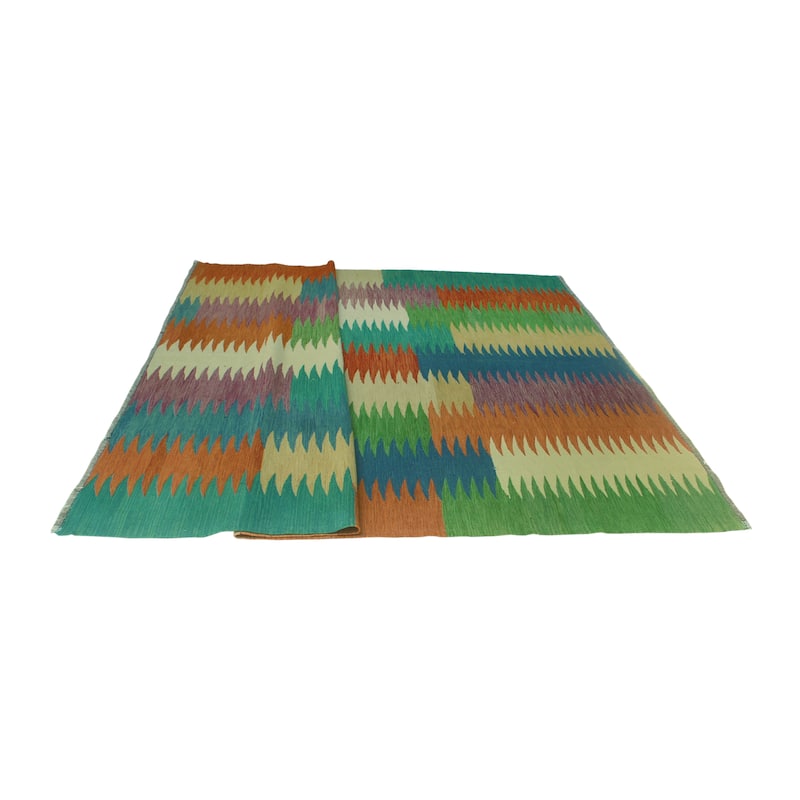 Hand-Woven Winchester Kilim Blakeley Rust/Blue Rug - 8'4" x 9'9"