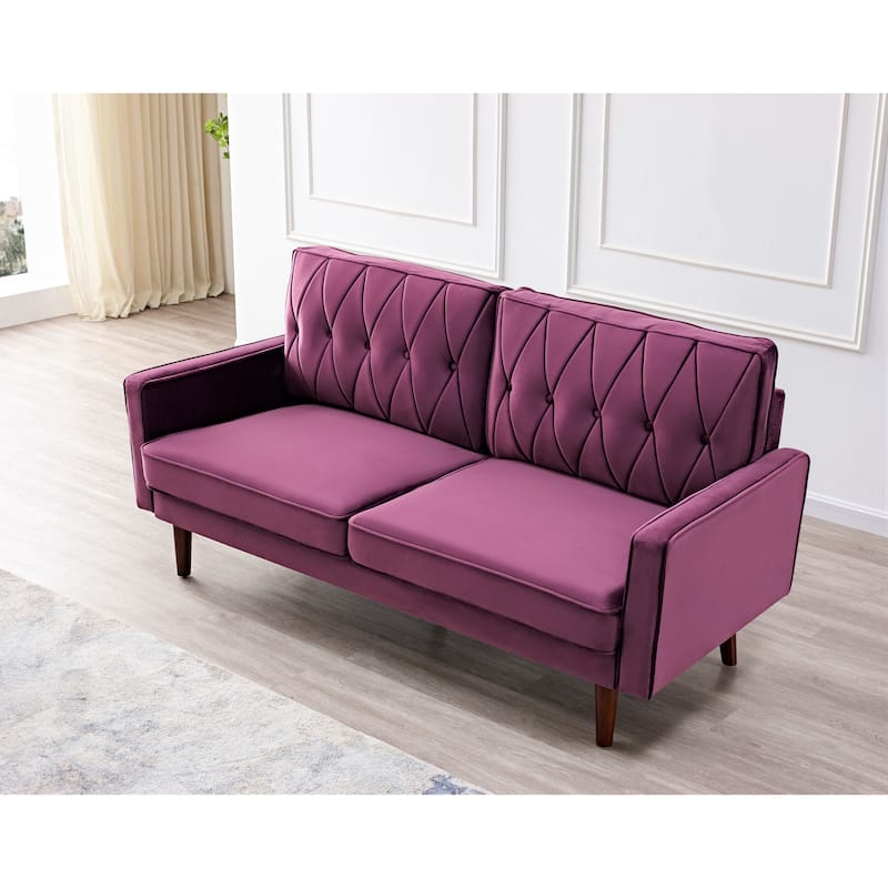 Feemster 69.3" Wide Velvet Tufted Cushion Back Sofa - Eggplant