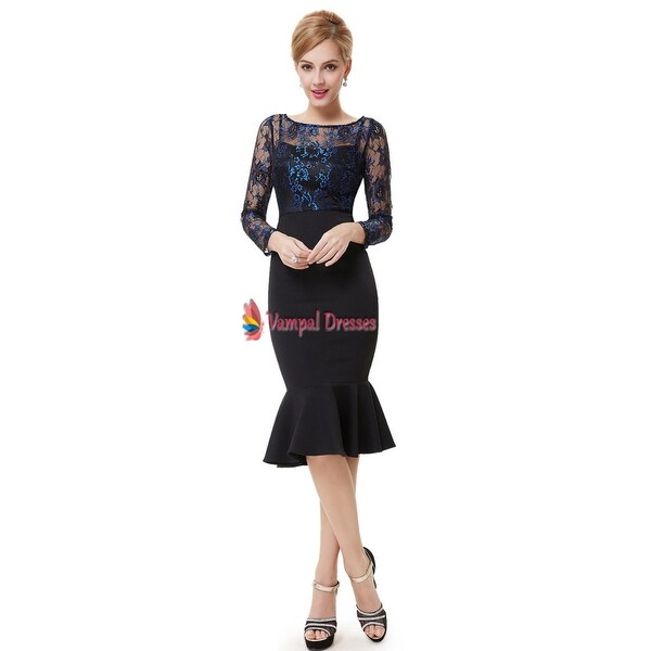 black lace long sleeve cocktail dress