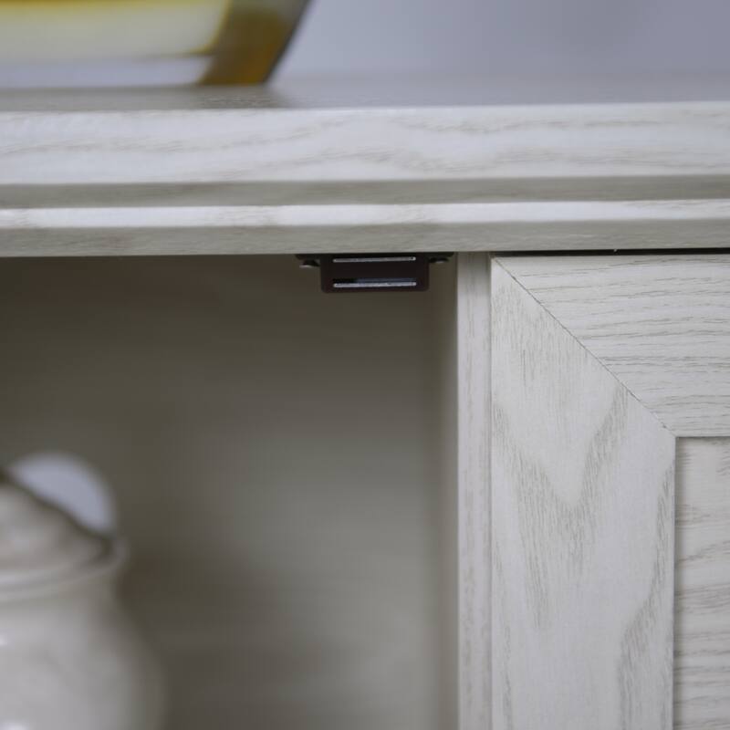 Sideboard Cabinet with 3 Mirrored Acrylic Doors, Multifunctional Wood Storage Cabinet, Accent Cabinet with Adjustable Shelves