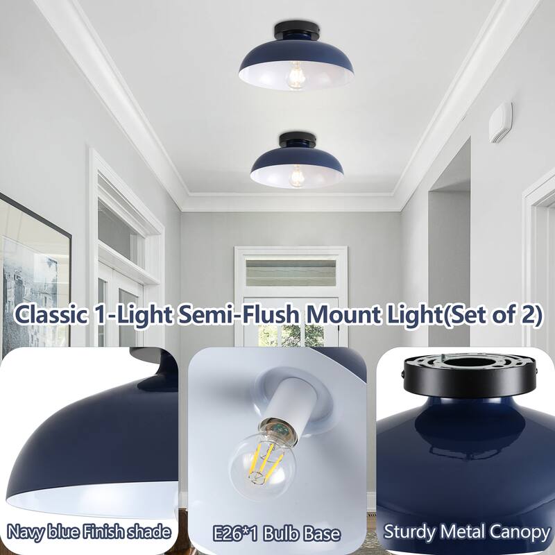 Semi Flush Mount Ceiling Light, Modern Ceiling Light Fixture for Kitchen Island Dining Room Foyer Hallway Porch Barn Loft