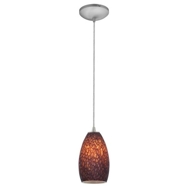 slide 2 of 6, Access Lighting Champagne - Glass Pendant - 1-Light Pendant - Cord - Brown Stone Glass Shade - Replaceable LED Silver